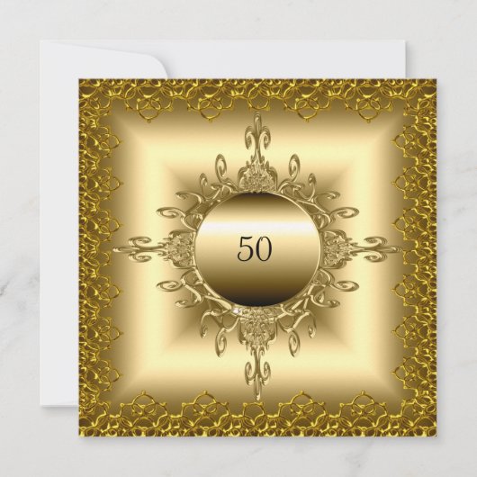 Invitation Fête d'anniversaire 50 ans or (Devant)