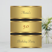 Invitation Fête d'anniversaire 50 ans Or Noir (Debout devant)