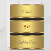 Invitation Fête d'anniversaire 50 ans Or Noir (Devant)