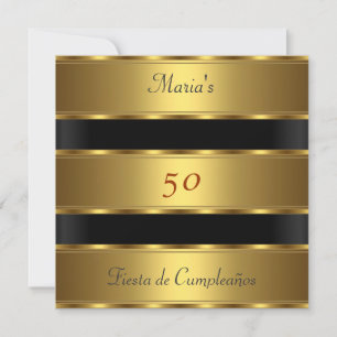 Invitation Fête d'anniversaire 50 ans Or Noir Cumpleaños