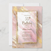 Invitation Fête d'anniversaire 50 ans Or Rose (Devant)