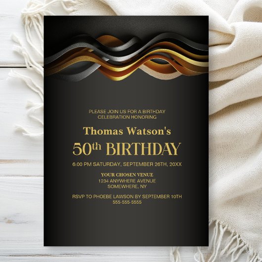 Invitation Fête d'anniversaire 50 ans Orange Moderne