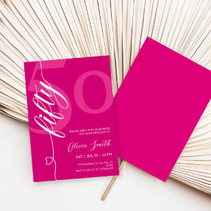 Invitation Fête d'anniversaire 50 ans Rose Moderne