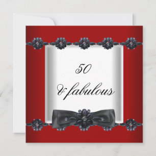 Invitation Fête d'anniversaire 50 ans Rouge Noir Blanc Bijoux