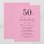 Invitation Fête d'anniversaire 50 ans Script Cinquante ans et (Devant / Derrière)
