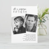Invitation Fête d'anniversaire 50 ans surprise photo moderne  (Debout devant)