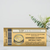 Invitation fête d'anniversaire 50 ans Ticket Or (Debout devant)