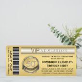Invitation fête d'anniversaire 50 ans Ticket Or (Debout devant)