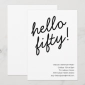 Invitation Fête d'anniversaire 50 ans Typographie de script m (Devant / Derrière)