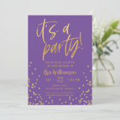 Invitation Fête d'anniversaire 50 ans Violet et Or (Debout devant)