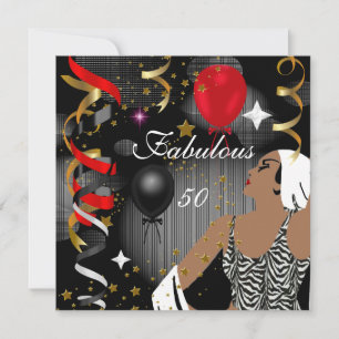 Invitation Fête d'anniversaire 50 Fifty Glamour Lady Fabulous