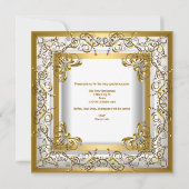 Invitation Fête d'anniversaire 50e Floral d'or blanc (Dos)