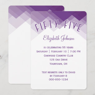 Invitation Fête d'anniversaire 55 ans Bordure violette et bla