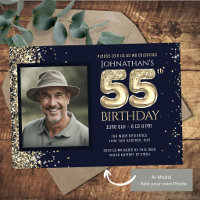 Fête d'anniversaire 55 ans Or Bleu