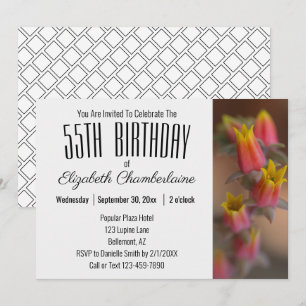 Invitation Fête d'anniversaire 55 ans Orange Gold Floral Succ