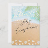 Invitation Fête d'anniversaire 55 ans Plage de sable chic esp (Dos)