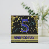 Invitation Fête d'anniversaire 5 ans Black and Gold (Debout devant)