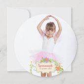 Invitation Fête d'anniversaire 5 ans Fille, aquarelle florale (Dos)