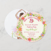 Invitation Fête d'anniversaire 5 ans Fille, aquarelle florale (Devant / Derrière)