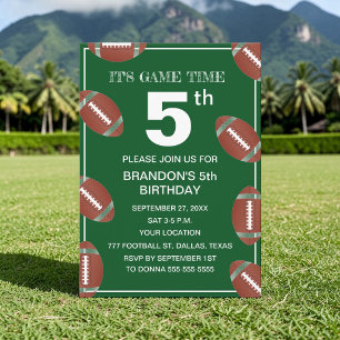 Invitation Fête d'anniversaire 5 ans Football Vert Sport Enfa