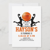 Invitation Fête d'anniversaire 5 ans garçon basket-ball orang (Devant)