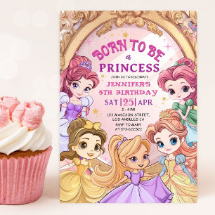 Invitation Fête d'anniversaire 5 ans "Née pour être une princ