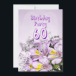 Invitation fête d'anniversaire 60 ans<br><div class="desc">Une belle image délicate d'un bouquet de lys alstromeria. Une délicieuse invitation à la fête féminine. Remplacer par les détails de votre propre fête</div>
