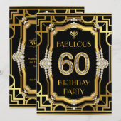 Invitation Fête d'anniversaire 60 ans Art déco (Devant / Derrière)