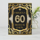 Invitation Fête d'anniversaire 60 ans Art déco (Debout devant)