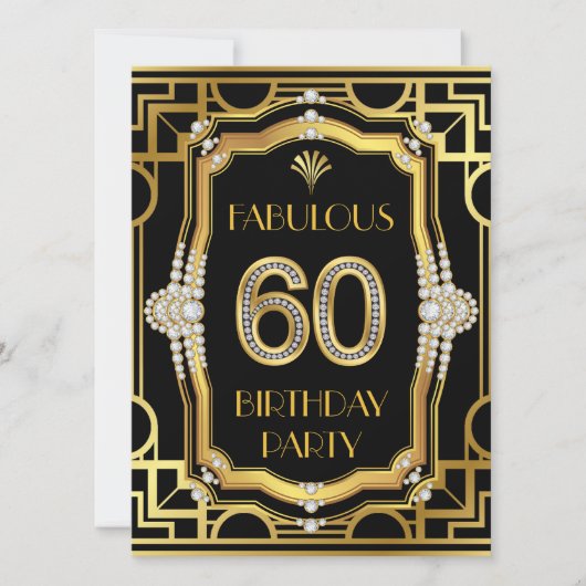 Invitation Fête d'anniversaire 60 ans Art déco (Devant)