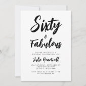 Invitation Fête d'anniversaire 60 ans avec un script minimal (Devant)