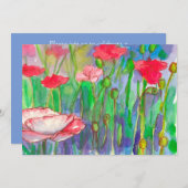 Invitation Fête d'anniversaire 60 ans Coquelicots Aquarelle F (Devant / Derrière)