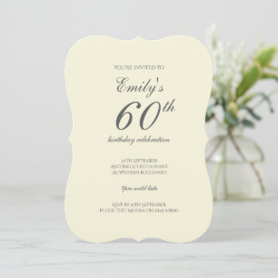 Invitation Fête d'anniversaire 60 ans crème élégante moderne