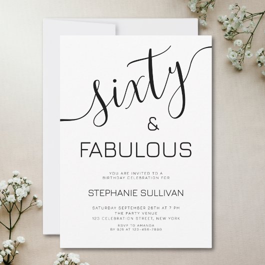 Invitation Fête d'anniversaire 60 ans et fabuleuse