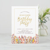 Invitation Fête d'anniversaire 60 ans - Feuillage d'automne e (Debout devant)