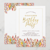 Invitation Fête d'anniversaire 60 ans - Feuillage d'automne e (Devant / Derrière)