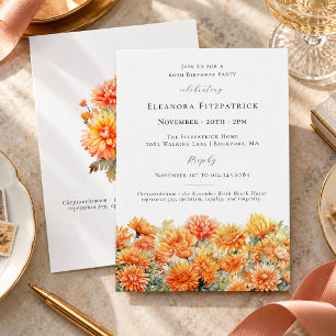 Invitation Fête d'anniversaire 60 ans Fleur du mois de naissa