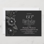 Invitation Fête d'anniversaire 60 ans Grey Flower (Devant)