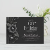 Invitation Fête d'anniversaire 60 ans Grey Flower (Debout devant)
