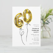 Invitation Fête d'anniversaire 60 ans Minimal Gold 60 Ballon (Debout devant)