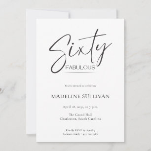Invitation Fête d'anniversaire 60 ans Modern Minimal Script
