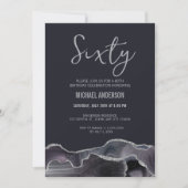 Invitation Fête d'anniversaire 60 ans Moderne Gris Argent Aga (Devant)