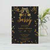 Invitation Fête d'anniversaire 60 ans Noir | Champagne Faux O (Debout devant)