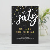 Invitation Fête d'anniversaire 60 ans noir et or moderne (Debout devant)