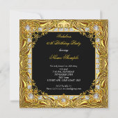 Invitation Fête d'anniversaire 60 ans Or Diamant Noir Fabuleu (Dos)