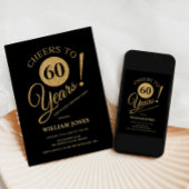 Invitation Fête d'anniversaire 60 ans Or Noir