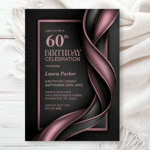 Invitation Fête d'anniversaire 60 ans rose poudré et gris mod