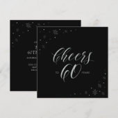 Invitation Fête d'anniversaire 60 ans Silver & Black (Devant / Derrière)