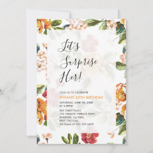 Invitation Fête d'anniversaire 60 ans Surprise Florale Tropic
