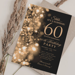 Invitation Fête d'anniversaire 60 ans Surprise Gold Glam
